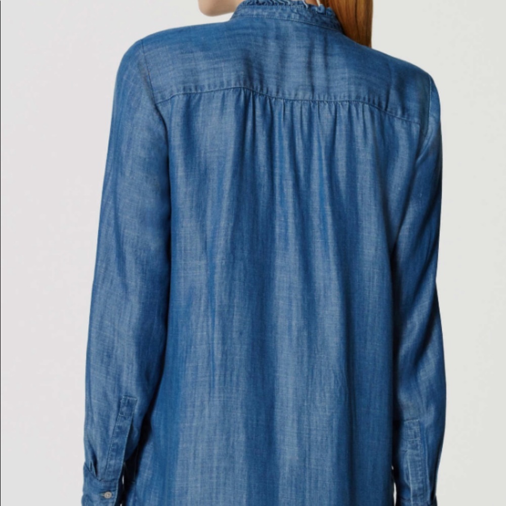 Women's Chambray Ruffle Shirtdress - Picture 3 of 3